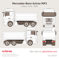 2009 Mercedes-Benz Actros MP3 2644 K Meiller Dreiseitenkipper Typ D316 Heavy Truck blueprint